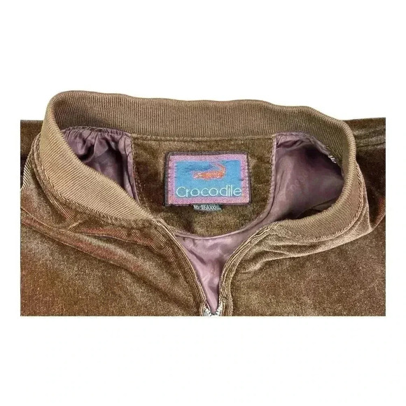 Vintage 70’s “Crocodile” Logo Lacoste Velour Jacket Zip-Up Brown Size XXXL L@@k - Picture 14 of 15